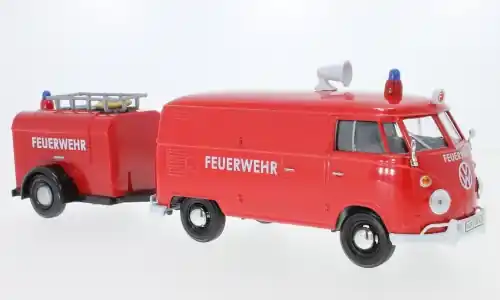 VW T1 Kastenwagen, rot, Feuerwehr, 1 24, Motormax - Preishit