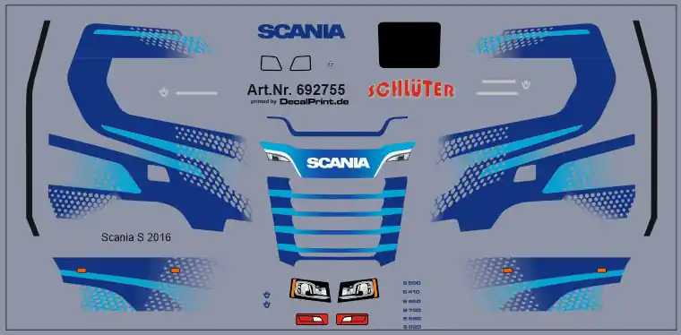 Hochwertig - Truckdekor für Scania CS (blau) (10,0 x 5,0 cm)