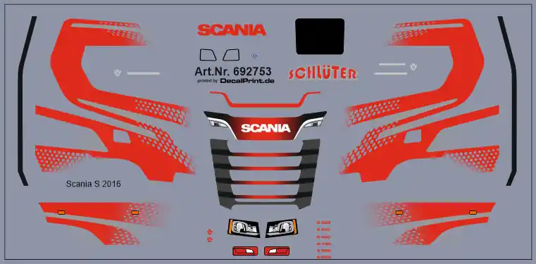 Truckdekor für Scania CS (rot) (10,0 x 5,0 cm) - Werkspreis